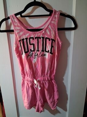 Justice Pink Tie-Dye Sleeveless Romper